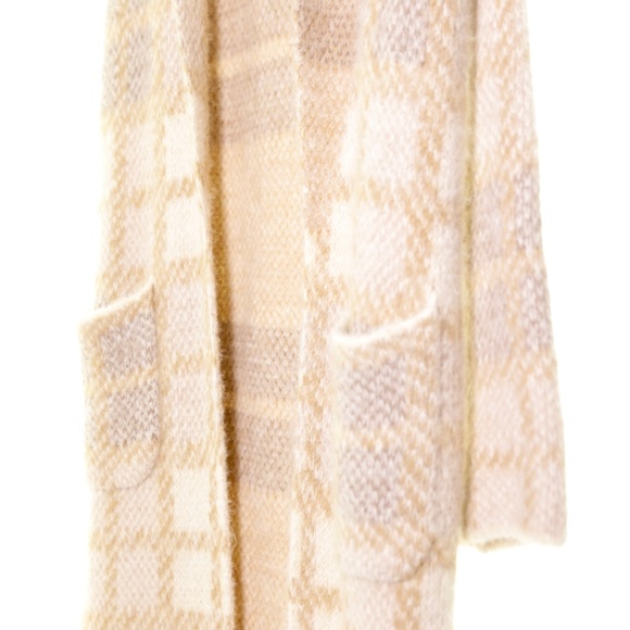 NWT L*Space Hygge Coat Tan Plaid Knit Midi Duster Jacket Womens XS/S - Picture 8 of 12